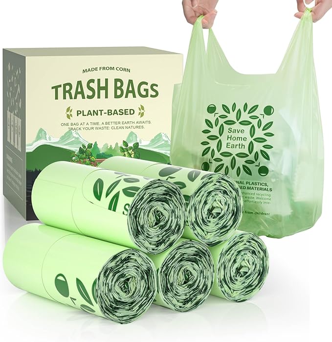 AYOTEE Small Compost Bags 2.6 Gallon with Handles, 125 Count Small Compostable Trash Bags 2.6 Gallon Compost Bags for Countertop Bin, Biodegradable Trash Can Liners for Kitchen, Bathroom, Office