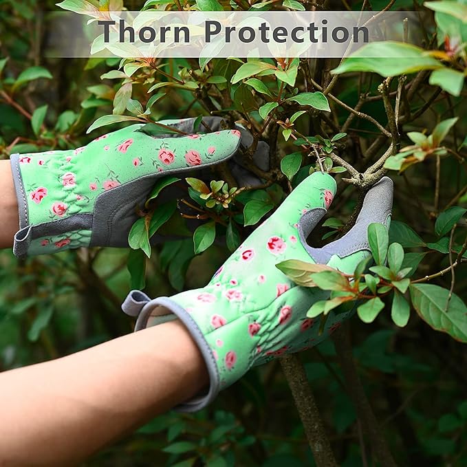Baidast Gardening Gloves for Women, Breathable Leather Garden Gloves with Grip, Thorn Proof Work Gloves