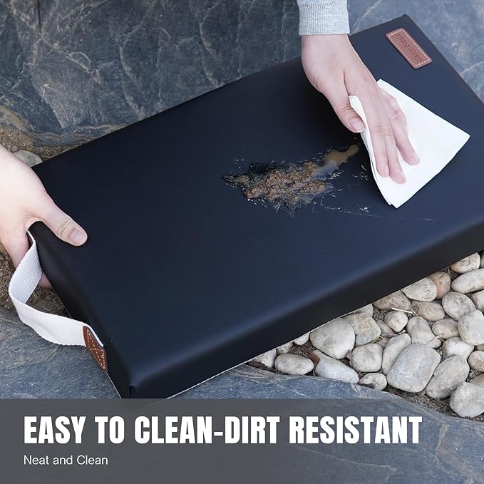 HappyPicnic Waterproof Garden Kneeling Pad - 2" Thick Soft Foam Kneeling Mat for Gardeners with Handle & Removable Cover, Knee Support for Bathing, Black