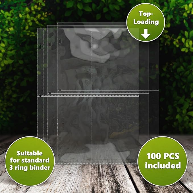 800 Pockets Seed Storage Organizer Sleeves (100 Pack) Slot Size 3.5x5, 4 Pocket Garden Seed Organizer, Clear Sleeves for Seed Packet Storage, Seed Keeper, Seed Organizer Binder