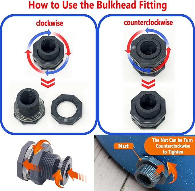 Rain Barrel Spigot PVC Faucet Kit with Bulkhead Fitting, Ball Valve, Garden Hose Barb Adapter, Pipe Clamps, Thread Seal Tape (for 12.5mm ID Hose)