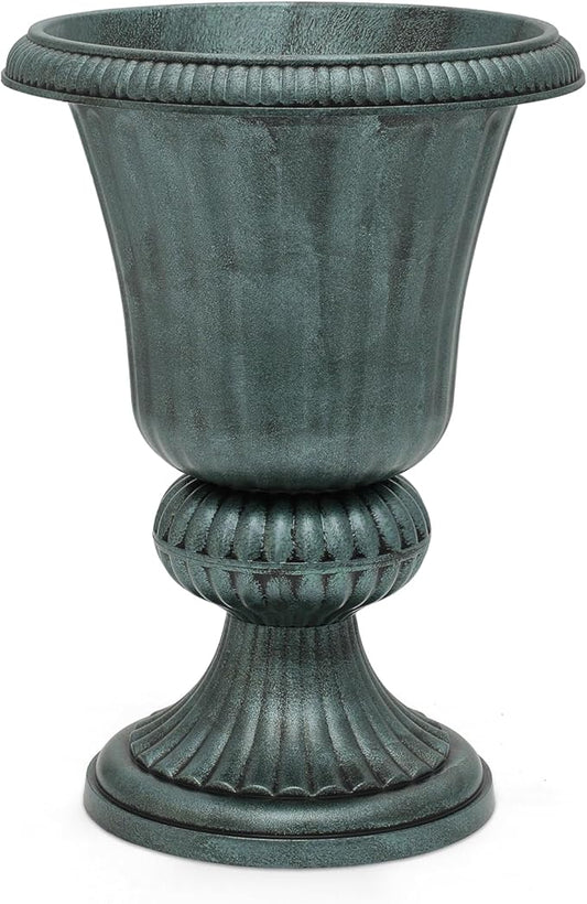 Magshion 20" Urn Planter for Outdoor and Indoor Plants, Large Decorative Front Porch Planter, Vintage Grecian Flower Pot for Patio, Garden & Entryway Décor, Antique Green