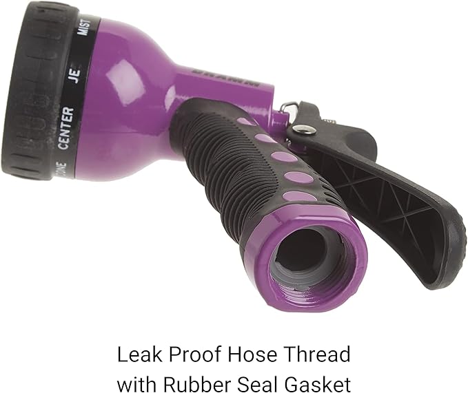 Dramm Revolver Heavy Duty Metal Garden Hose Nozzle – 9 Spray Patterns, High Pressure Jet, Thumb-Control Flow, Ergonomic Grip – Green