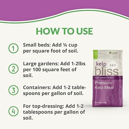 Kelp Bliss (5lbs) - Kelp Meal Organic Fertilizer for Plants, Garden Soil, Flowers, Vegetables, & Lawns - Organic Kelp Fertilizer & Soil Amendment - 100% Natural Plant Food Rich in Vitamins & Nutrients