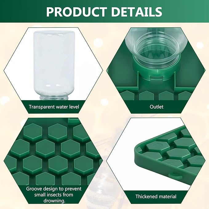 Bee Water Dispenser, Wall or Tree Mounted, for Bees, Butterflies, Hummingbirds and Insects, Green, 2 Pack