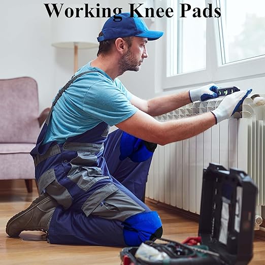Gardening Knee Pads for Women & Men with Adjustable Non-Slip Straps — Perfect Foam Knee Pads for Work, Garden, Yard, Soft Womens Kneepads for Cleaning Floors, Flooring Installation, DIY, Blue S (1 Pair)