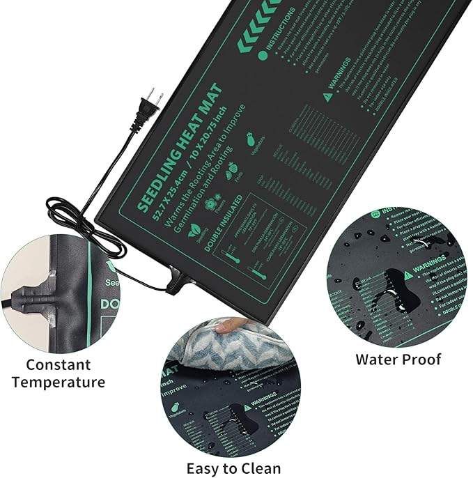 Seedling Heat Mat Durable Waterproof Plant Heating Pad 10"x 20.75" for Germination, Indoor Gardening, Greenhouse