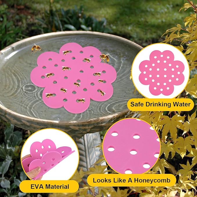 5 Pack Floating Bee Island, 6.5 Inch EVA Flower Shape Bee Watering Station, Bee Bath Bee Drinking Station Waterer & Butterfly Water Stations Butterfly Feeders for Outdoors Thirsty Pollinators Feeding