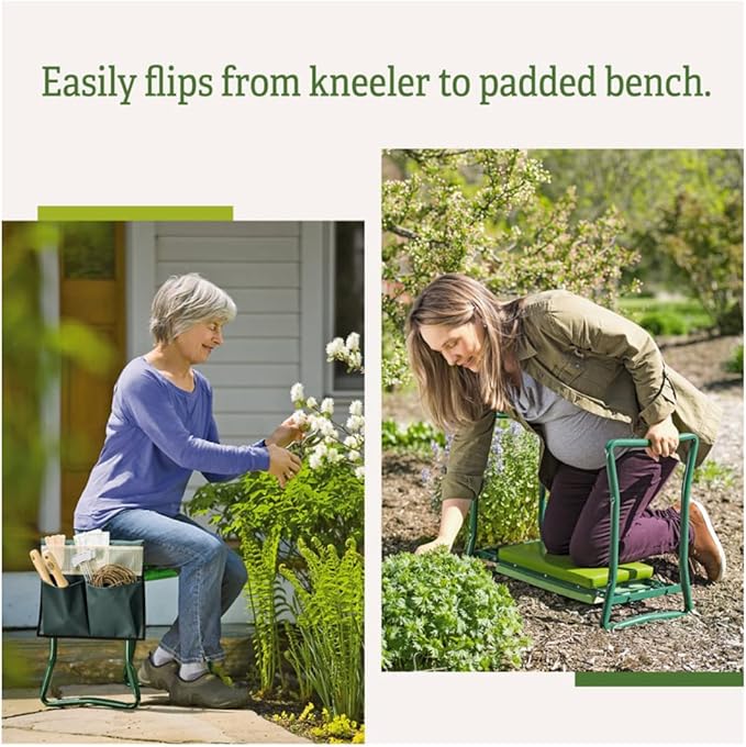 Gardener's Supply Company Garden Kneeler and Portable Stool | Extra Wide & Soft Kneeler for Outdoor Flower Beds and Raised Bed Planting | Ideal Gardening Gifts for Grandparents & Senior Gardeners