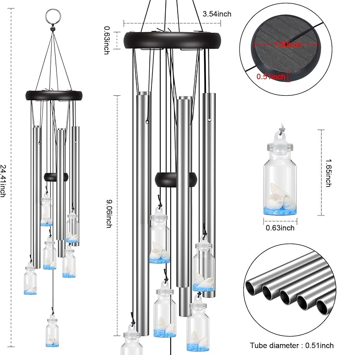 Windchimes Outdoors Clearance, Door Chime Wind Chimes for Outside Sympathy Wind Chimes for Patio Decoration, Garden Decor. Zen Garden Decor(Wishing Bottle)