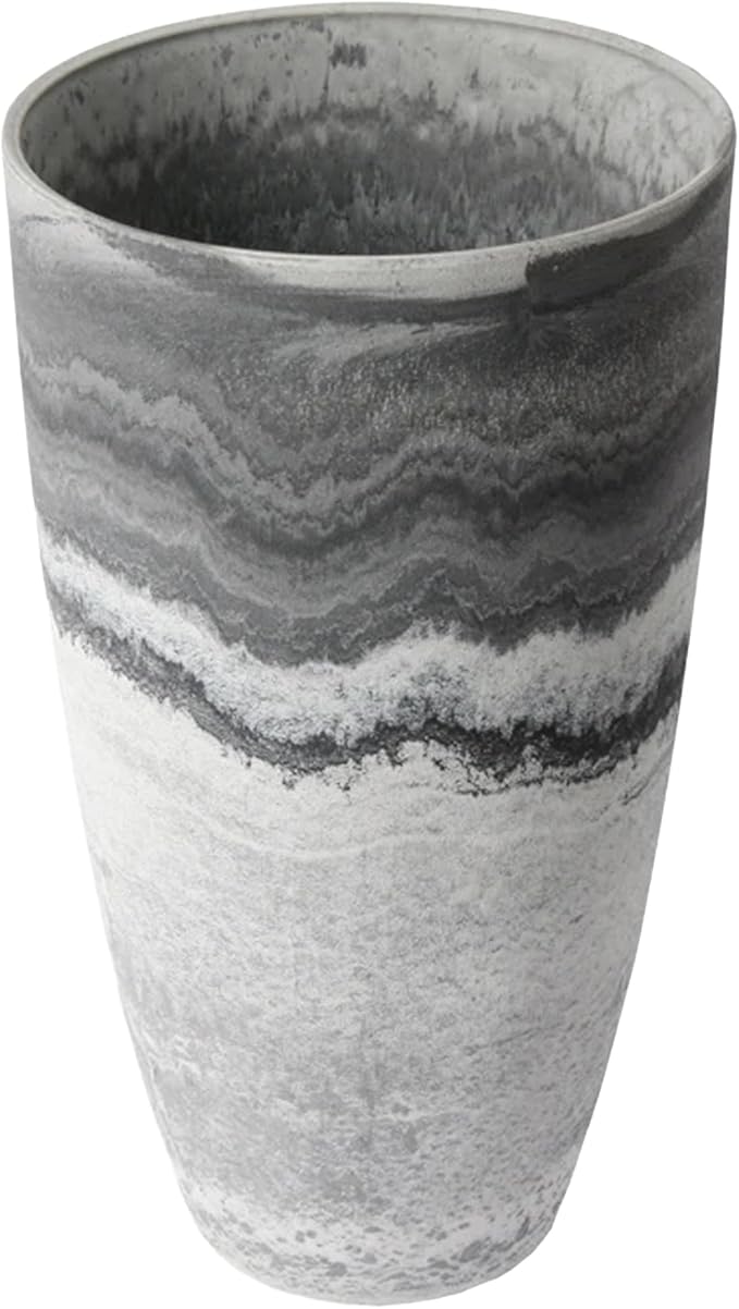 Algreen Products Acerra Composite Vase Planter with Drainage Hole, Decorative Texture, Removable Plug for Lawn and Garden, Marble