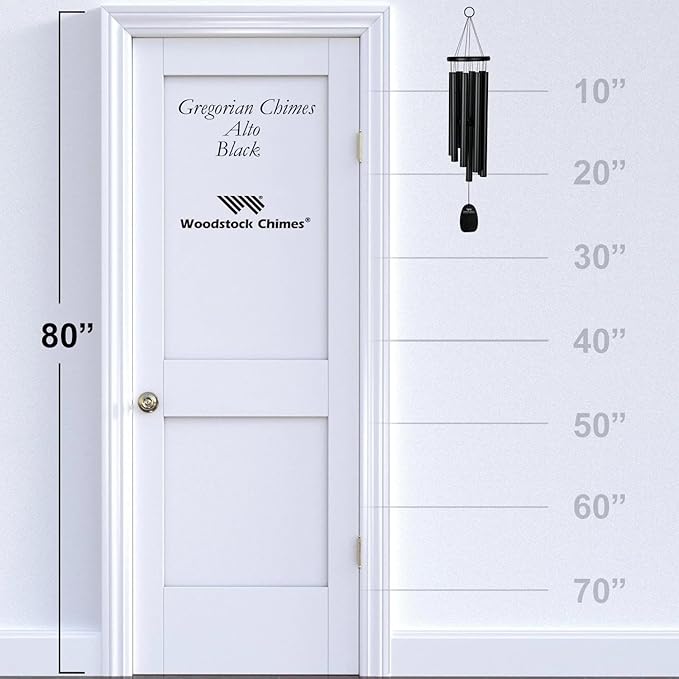 Woodstock Chimes Signature Collection, Gregorian Chimes, Alto (27'') Black, Inspirational and Memorial Wind Chimes for Outdoor, Patio, Home or Garden Décor (GABB)