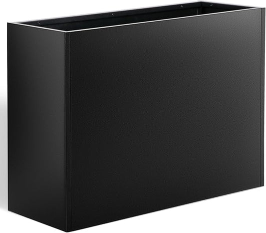 36" Metal Planter Box, Large Rectangular Window Box with Drainage Holes & Rust-Proof Coating, Modern Outdoor/Indoor Flower Box for Balcony, Patio & Herbs, Black