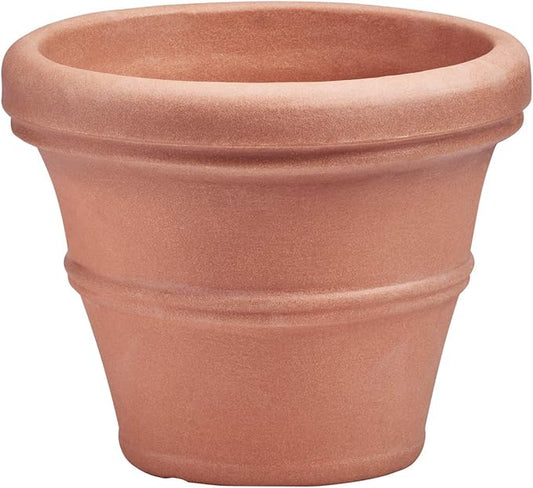 Crescent Garden Brunello Small Classic Planter, Indoor/Outdoor Weather-Safe Round Plant Pot, Small Resin Houseplant Pot - 12'' W (Terracotta-Color)
