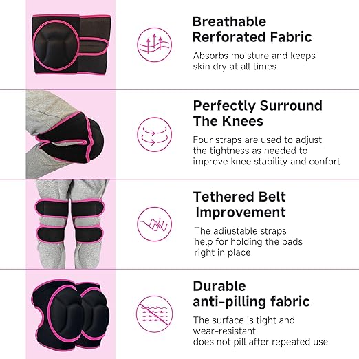Knee Pads, Thick Sponge Anti-slip, Collision Avoidance Knee Pads, for Running, Mountaineering, House Working,Gardening Maintain (Pink, Large)