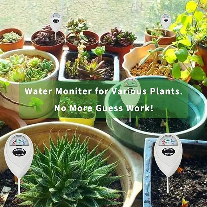 Soil Moisture Meter, Long Probe Soil Moisture Monitor for House Plants, Soil Hygrometer Moisture Sensor for Indoor & Outdoor, Garden, Farm, Lawn Plant Care, No Battery Needed(White)