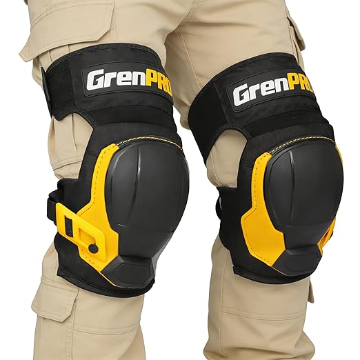 Black Knee Pads for Work - Heavy Duty EVA & Gel Support for Construction, Flooring, Gardening and Cleaning