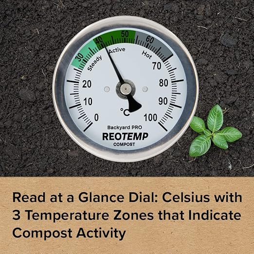 Reotemp 36 Inch Celsius Backyard Pro Compost Thermometer with Digital Composting Guide