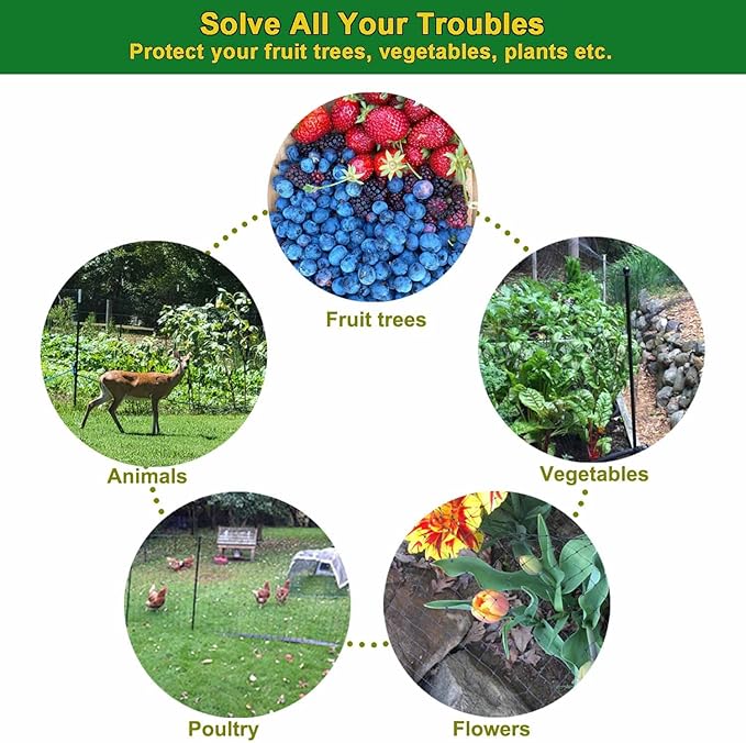 KLEWEE Bird Netting 13 x 20 FT Wide Heavy Duty Garden Netting Fine Mesh to Protect Fruit Trees, Plants and Vegetables from Birds, Deer, Squirrels and Other Animals