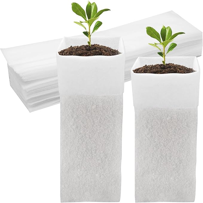 CANIPHA 60Pcs Nursery Grow Bags, Biodegradable Non-Woven Fabric Plant Bags, Seedlings Growing Pots for Vegetable Flowers Fruits Tree Planting (12.2 3.3 Inches)