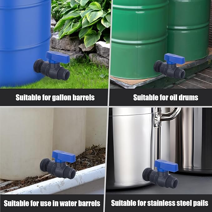 PVC Rain Barrel Spigot Kit 2 Pack 3/4" GHT Garden Hose Shut Off Valve With Bulkhead Fitting Garden Hose Thread Ball Valve for Water Adapter Tanks, Aquariums, Tubs, Pools