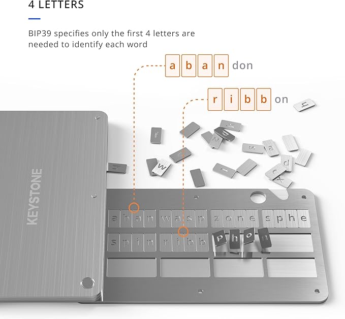 KEYSTONE Crypto Seed Storage, Crypto Steel Capsule Metal Wallet, Cold Storage Backup, 24 Words Bitcoin Key Phrase Storage, Steel Plate, Compatible with Ledger, Trezor, KeepKey (Keystone Tablet)
