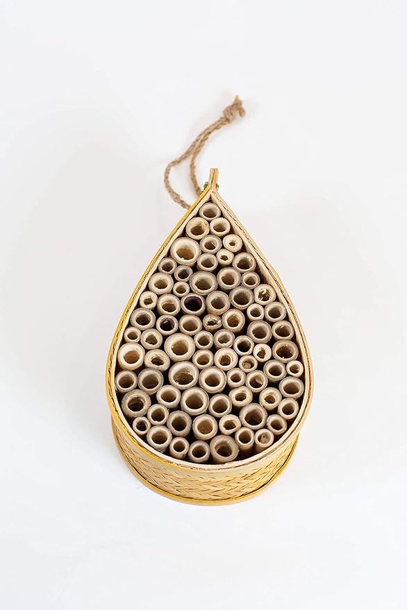 SunVara Wild Pollinator Mason Bee Habitat | Garden Bee House | Hanging Bee House Pack 2