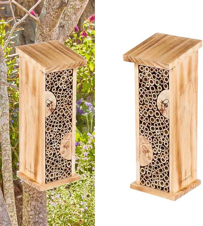Bird House Bee Hive Wooden Insects House Hanging Bamboo Insect Hotels for Outdoor Garden Decorative