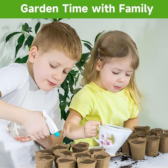 65 Pcs Organic Peat Pots, 4 Inch Nursery Pot Set, Round Plant Seedling Pots with Drainage Holes, Small Seed Starting Starter Tray Bulk, Garden Germination Container with 65 Plant Labels