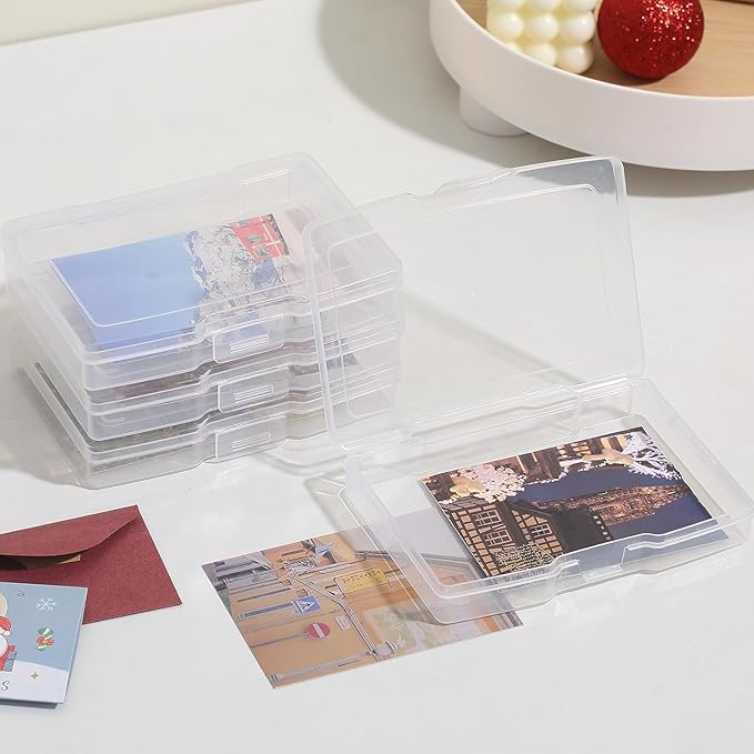 novelinks Transparent 4" x 6" Photo Organizers and Photo Storage Box with Handle, 16 Inner Photo Cases, Portable Picture Organizers & Photo Storage Containers (Clear 2Pack)