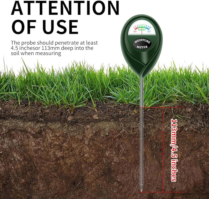 Soil Moisture Meter Water Content Tester Physical Sensing Measurement No Battery Required with Level 1~Level 10 Displaying for Plants and Soil in Garden Yard and Farm