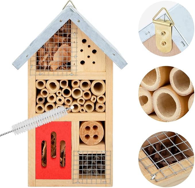 Niteangel Natural Wooden Insect Hotel, Garden Insect House for Ladybugs, lacewings, Butterfly, Bee, Bug