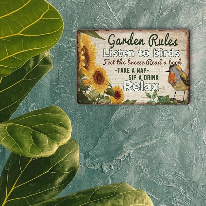 Retro Garden Rules Sign Vintage Garden Metal Signs Patio Wall Decor Outdoor Yard Signs For Home Porch Patio Gardening Shed Decorations 8 X 12 Inch