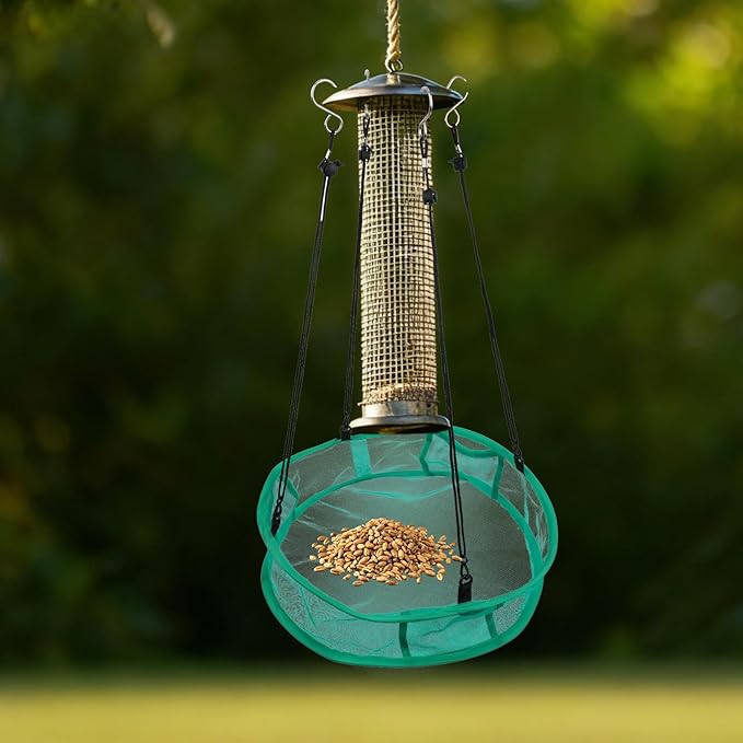 2pcs Bird Feeder Trays, 16in/41.5cm Diameter Outside Hanging Platform Bird Seed Mesh Tray with Lanyards Accessories Windproof Design for Outdoor Yard Backyard Garden & Lawn Use