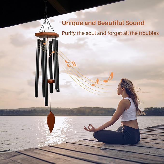 Sympathy Wind Chimes for Outside Deep Tone, Memorial Loss of a Loved, Large Wind Chimes with 6 Thicken Tubes & Hook, Outdoor Gifts Mother, Garden Decor