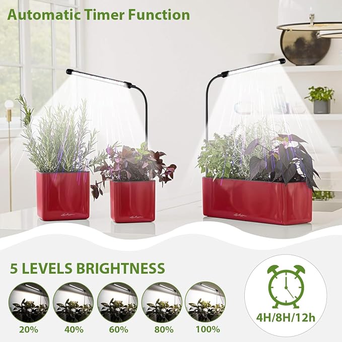 Grow Light 2 Pack, 6000K Full Spectrum Gooseneck Growing Lamp for Indoor Bonsai Pot Mini Micro Greens Mini Plants, Dimmable & Auto Timer 4 8 12H
