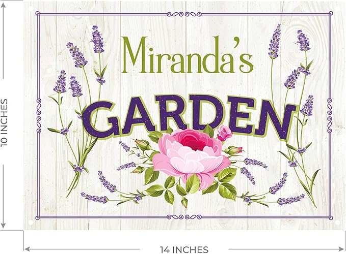 Custom Garden Sign, Present, Personalized Name/Text for Backyard Décor Sign, 10x14 Inches, Rust Free .040 Aluminum, Fade Resistant, Made in USA by Sigo Signs