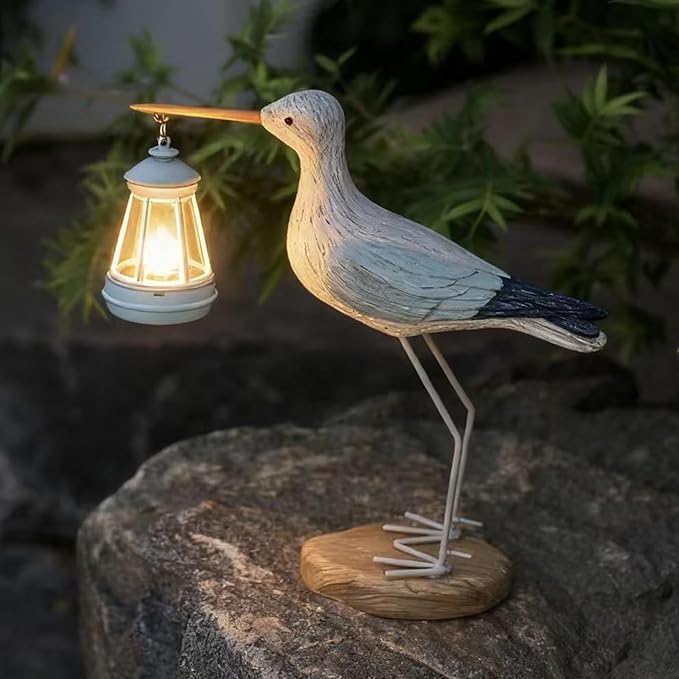 Adorable Solar Seagull Garden Statue Light 11"(W) x3.2(D) x13.8(H) - Outdoor Indoor Decor for Yard Patio Balcony, Ideal Mother's Day for Mom Grandma Wife Women