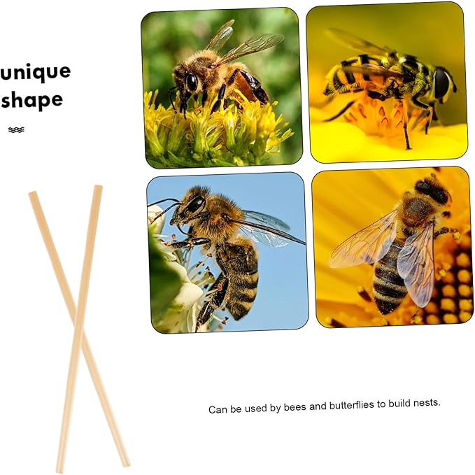 VANZACK 100pcs Straw Bee Nesting Tubes Natural Replacement for Beekeeping Supplies Easy to Install Garden