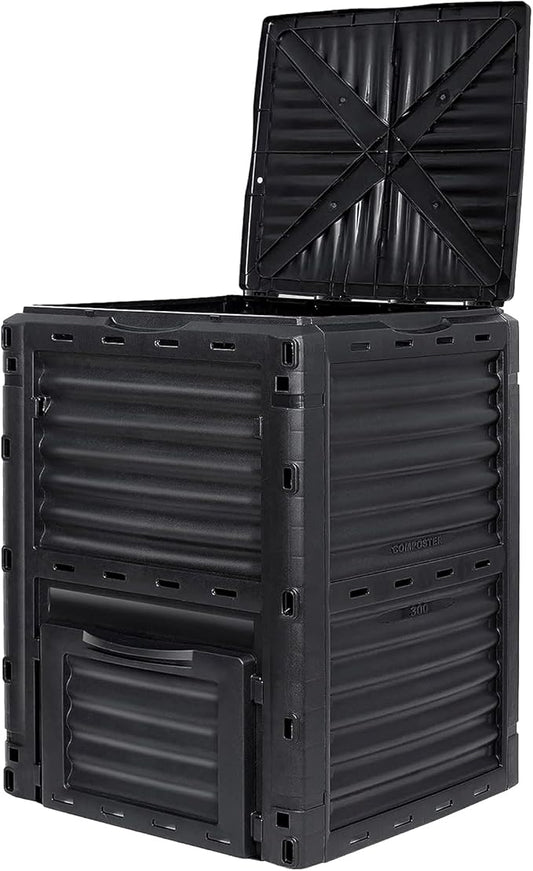 Simply Bio Garden Compost Bin from BPA-Free Material - 80 Gallon (300 L) Large Outdoor Compost Bin, Easy Assembly, Lightweight, Fast Soil Creation, Black
