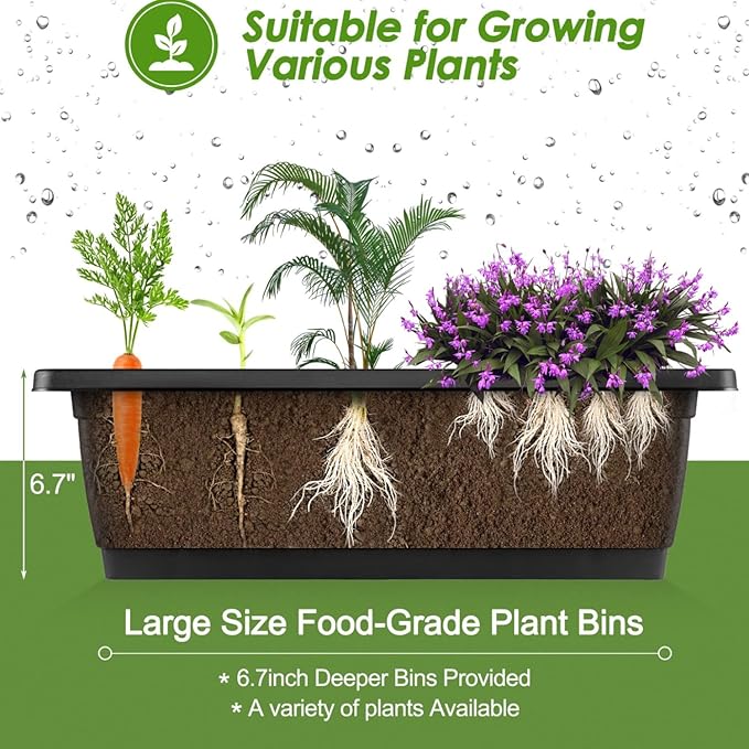 SEJOV 4FT Vertical Raised Garden Bed, 5-Tier Vertical Garden Planter with Drainage System, Larger Elevated Planter Box for Herb Vegetables Flowers Indoor Outdoor Planters (Black with Lockable Wheels)