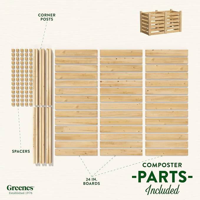 Greenes Fence Premium Cedar Wood Composter, 24" W x 48" L x 31" H (3/4" Thick) / 154.6 Gallons - Made in USA with North American Cedar