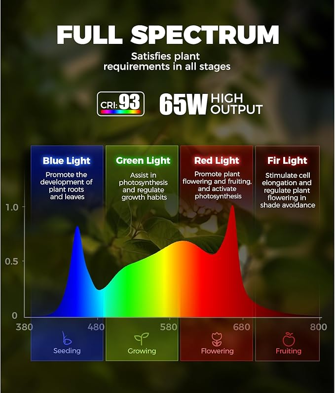 Barrina T1S Standing Grow Light for Indoor Plants with Timer, 65W 660nm High PPFD Full Spectrum, Tera Series Vertical Grow Lights Adjustable Height 5FT-5.6FT, Foot Switch, Non-Glare Design, Black
