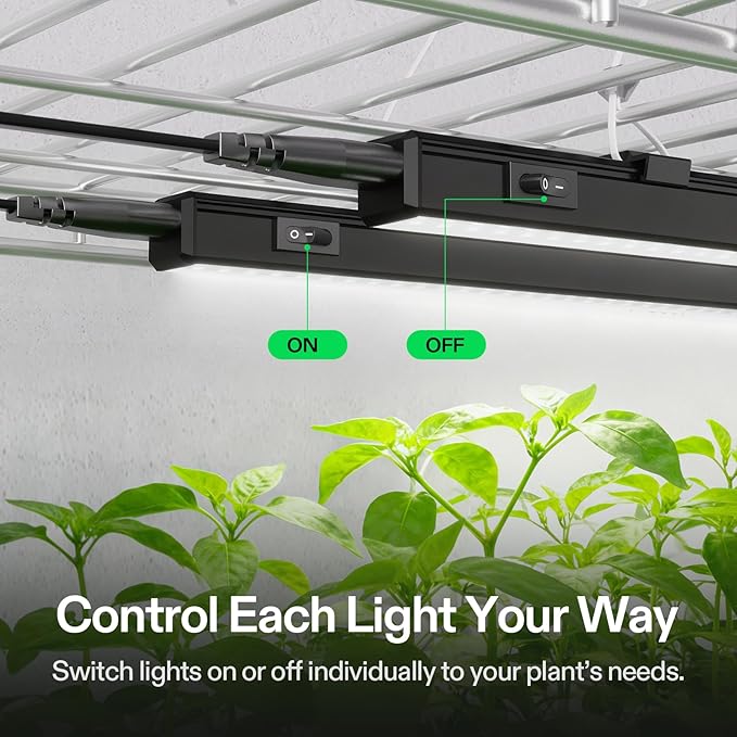 VIVOSUN T5 Grow Lights for Indoor Plants, 5000K Full Spectrum 120W (8 x 15W), 2FT LED Plant Light Strip with Timer & Dimming Controller for Seed Starting, Hydroponics, SGS Compatible, Linkable, 8-Pack