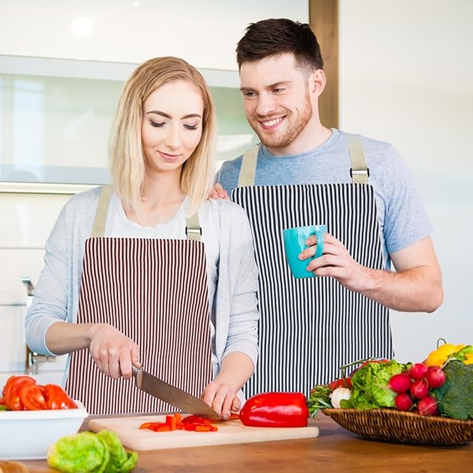 2 Pack Kitchen Aprons, Apron for Cooking with 2 Pockets, Unisex Adjustable Neck Strap Chef Aprons for Men Women