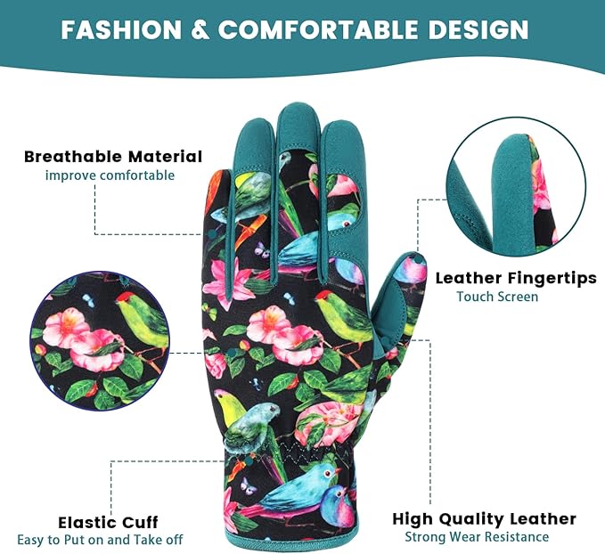 fauson Gardening Gloves - Gardening Gloves for Women Firm Grip Breathable Garden Gloves Thorn Proof for Digging, Planting