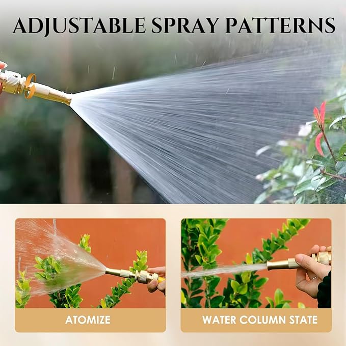 Garden Hose Nozzle Brass Water Nozzle, Brass Hose Nozzle with Adjustable Spray Rotates, High Pressure Hose Nozzle Spray Nozzles for Garden Hose(2 Pack)