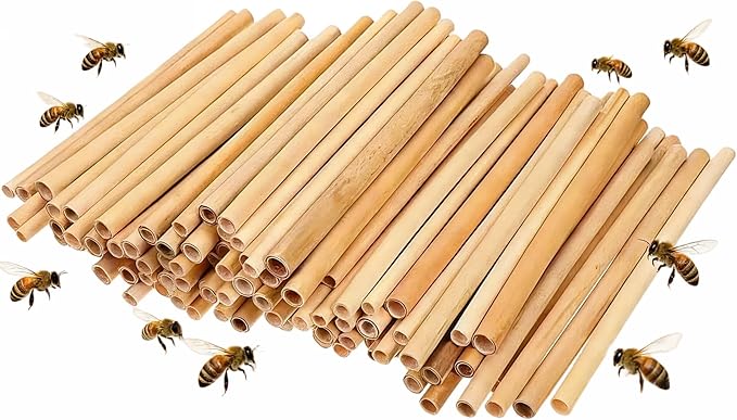 Natural Bamboo Mason Bee Tubes, 7.87-Inch 20pc Bees House Refills, Beekeeper Replacement Mason Bees Reeds for Bee Hotels, Pollinator Boxes