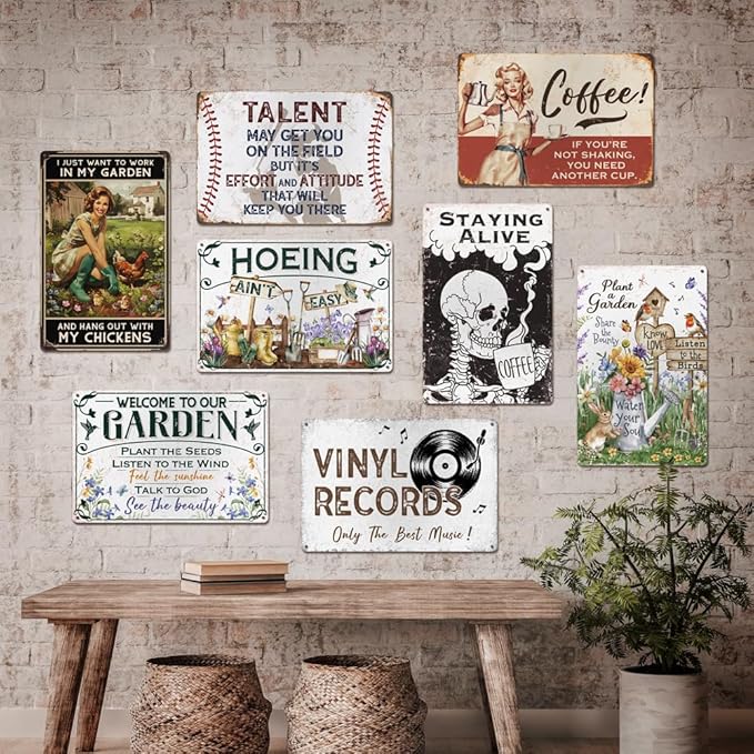 Funny Garden Decor Gardening Gifts for Women Once Upon A Time There was A Girl Who Really Loved Dogs Vintage Metal Sign 12"x8"