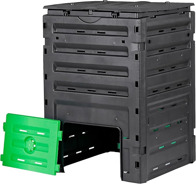 LEMY Garden Compost Bin, 120 Gallon Outdoor Composter Box for Fast Creation of Fertile Soil, Large Capacity, BPA Free, Black